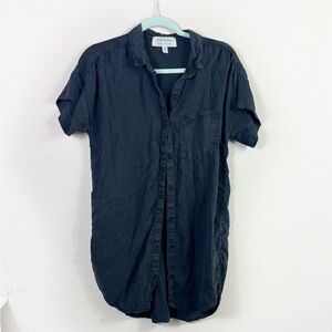 Cloth & stone tencel distressed shirt dress button down in washed black size XS